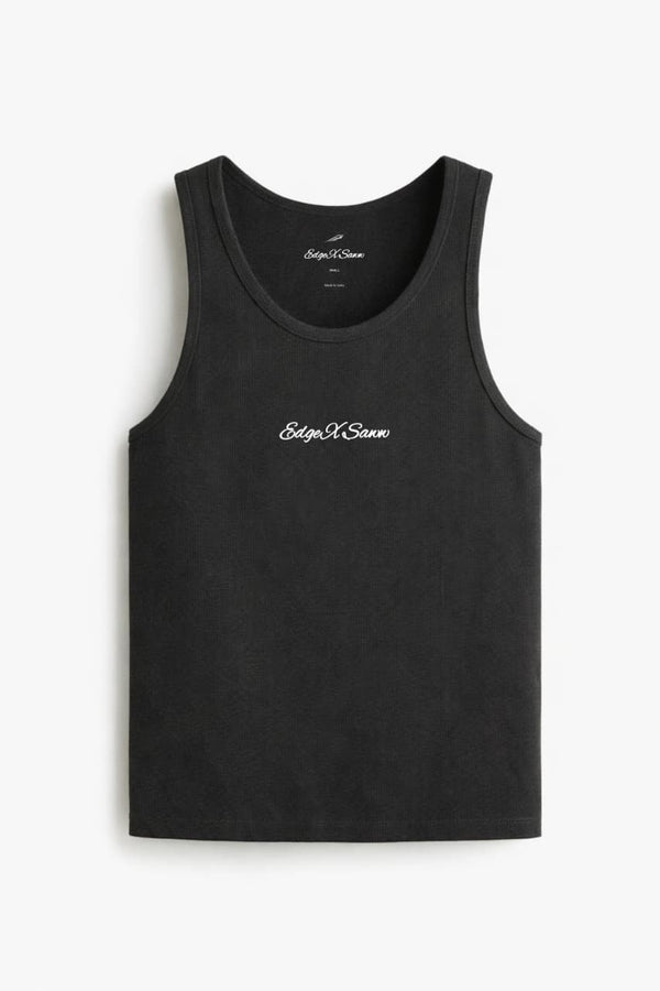 EdgeXSaww Ribbed Slim Fit Vest Black